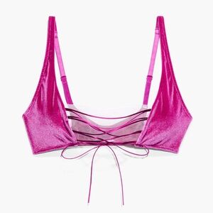 Savage x fenty VELVET VIXEN LACE-UP BRALETTE size large purple velvet lace up